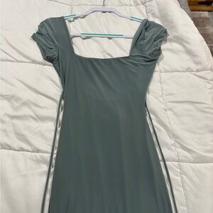 Windsor Green Sheath Dress with Puff Cap Sleeves